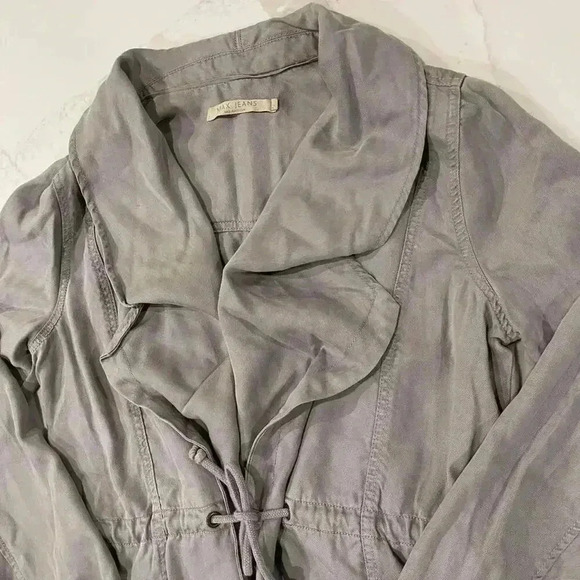 Max Jeans Drape Front Tencel Jacket LightGray Womens Medium MidLength Soft Light - Picture 3 of 6